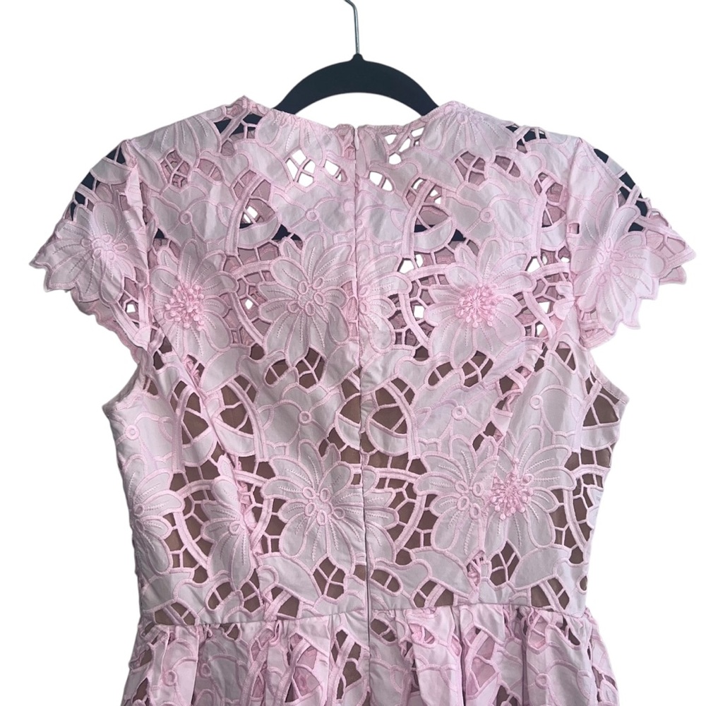NEW NWT Self Portrait Pink Cotton Guipure Lace Midi Dress In Peony Light Pink - Picture 8 of 14